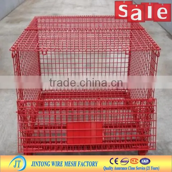 heavy duty rigid collapsable wire mesh container/storage cage