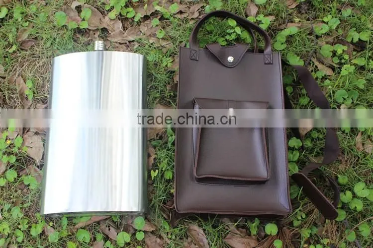178oz Stainless steel hip flasks laser welding mirror flask with leather package
