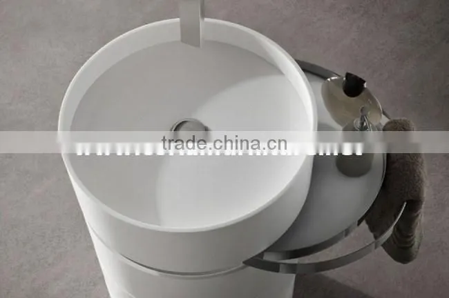 One piece shaped Corian free standing basin