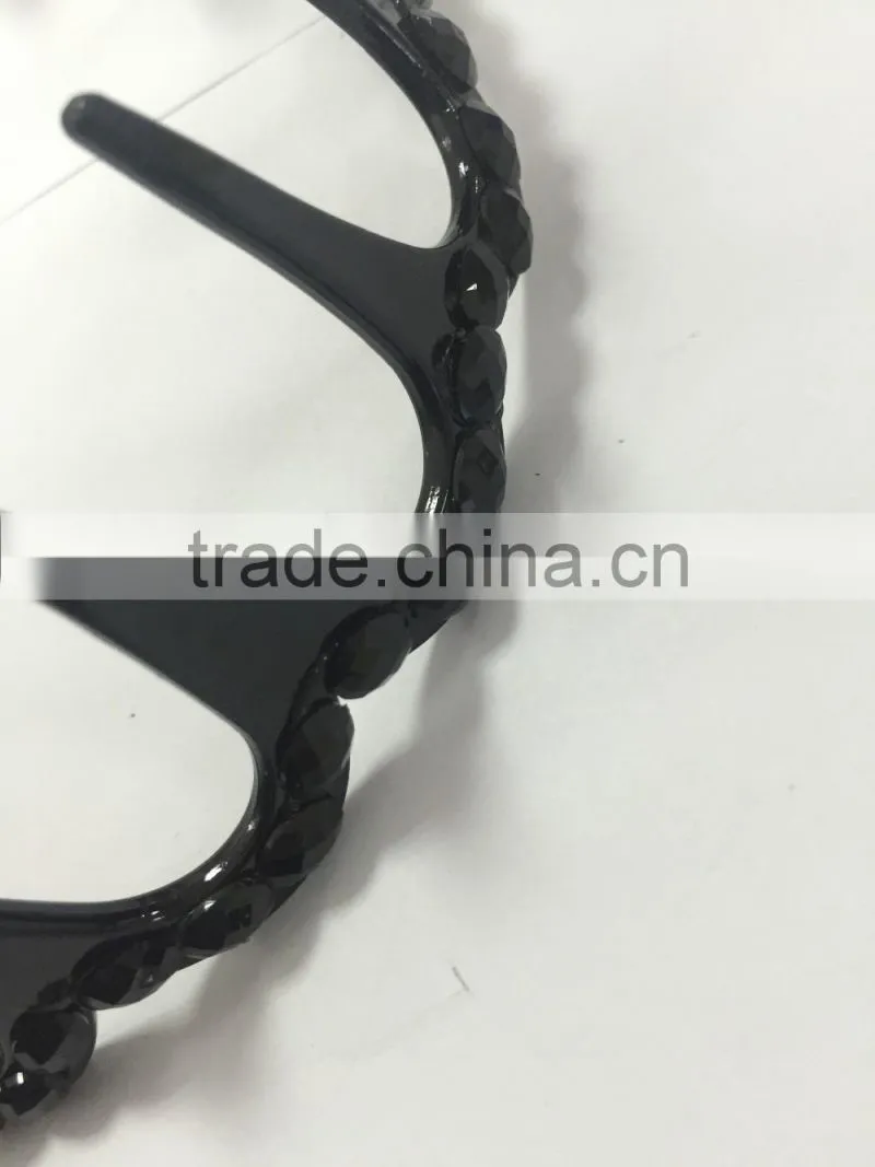 wholesale new design crystal rhinestone plastic girls hair bands with teeth
