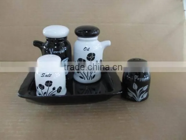 ceramic kitchen oil and vinegar salt pepper bottle set