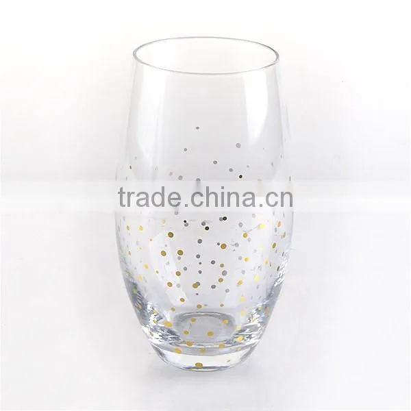 High quality wine glass set with gold decal