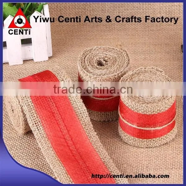 Natural Jute Hessian Burlap Ribbon with Lace Trims Tape Belting Strap Crafts