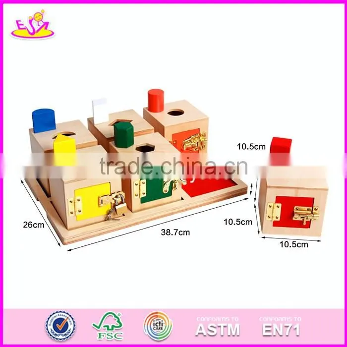 2017 New design children educational blocks box wooden best montessori toys W12F002
