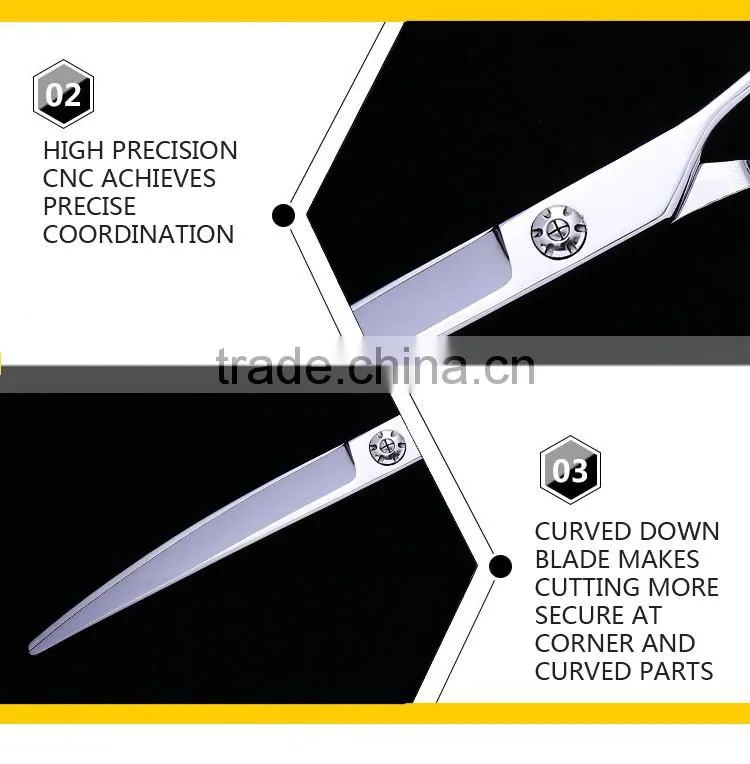 CZG-70J-1 7inch double finger rest downward curved pet grooming hair shaping scissor