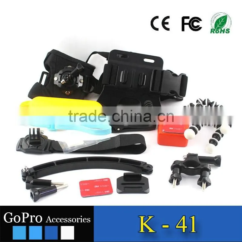 2016 hot selling wholesale 16 in 1 products kit for gopros heros 4 action camera accessories kit mount