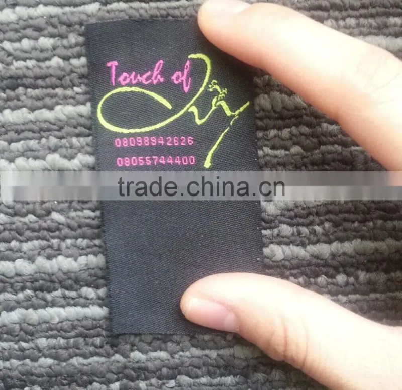 2017 Custom high density damask neck labels woven labels