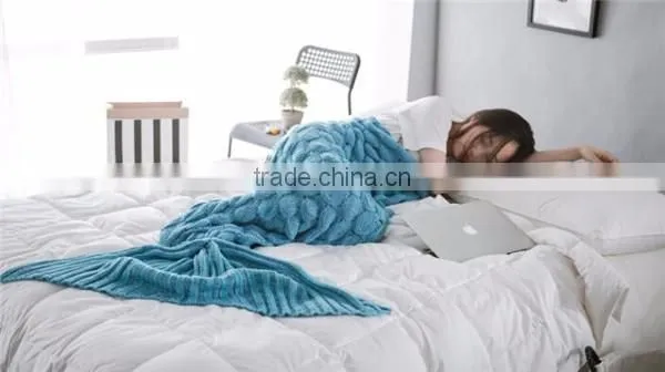 TV Blanket Knitted Fish Scale Mermaid Tail Blanket Colorful Sleeping Bag