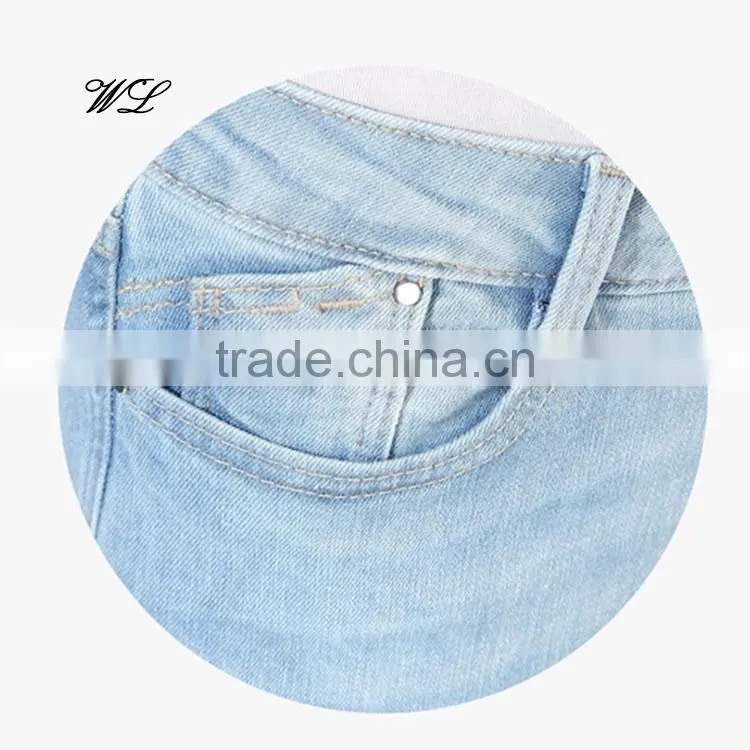 Distressed jeans 2017 denim fabric custom jeans woman denim pants