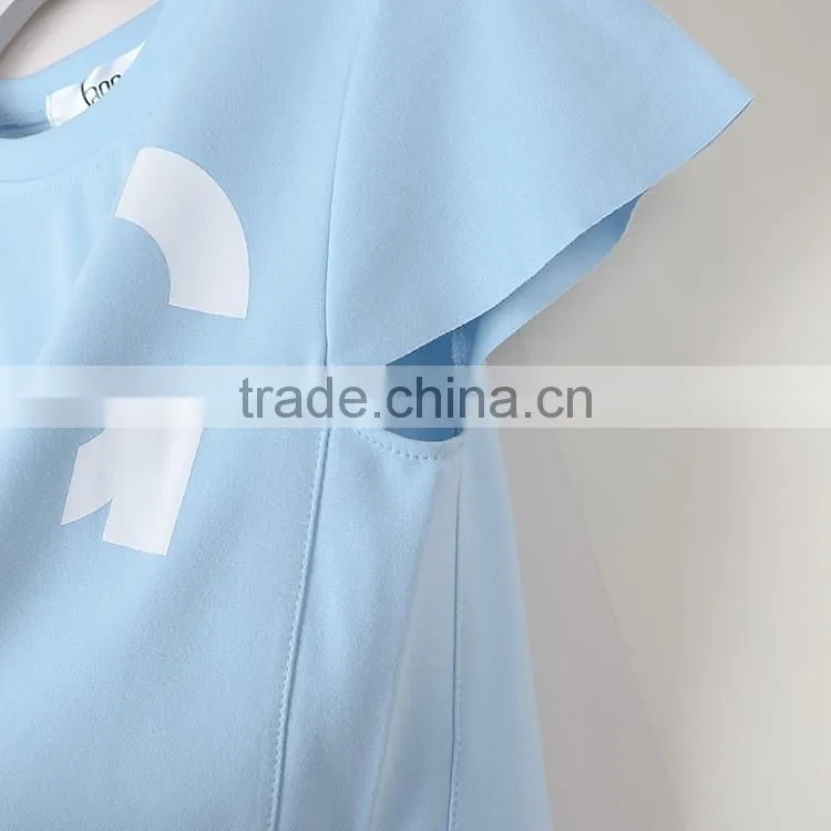 custom latest design Dew navel attire garment ,woman o-neck short sleeve cut off t-shirts