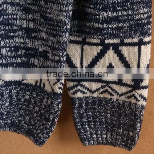 The long sleeve national print design knitting pullover casual men knitted sweater