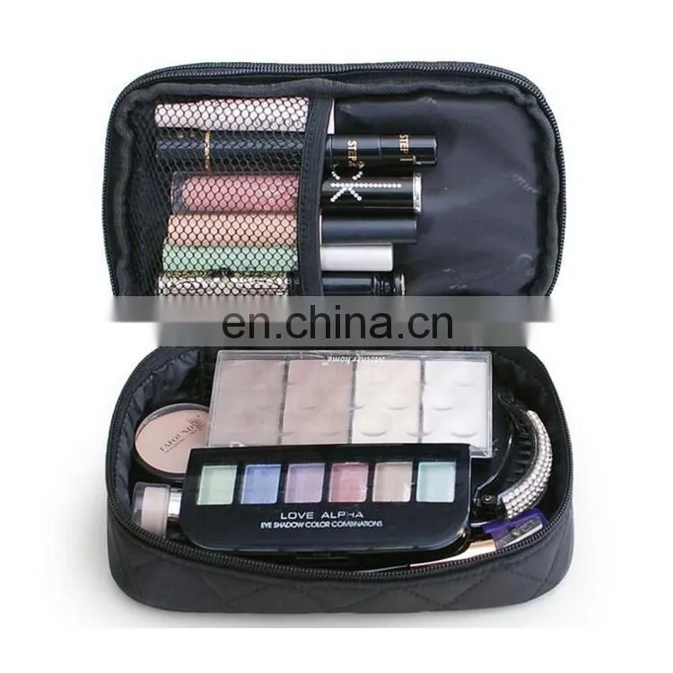 Cosmetic Makeup Bag Double Layer Travel Toiletry Bag Organizer With Mirror