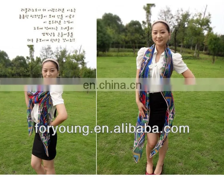 geometric figures design printed polyester scarf