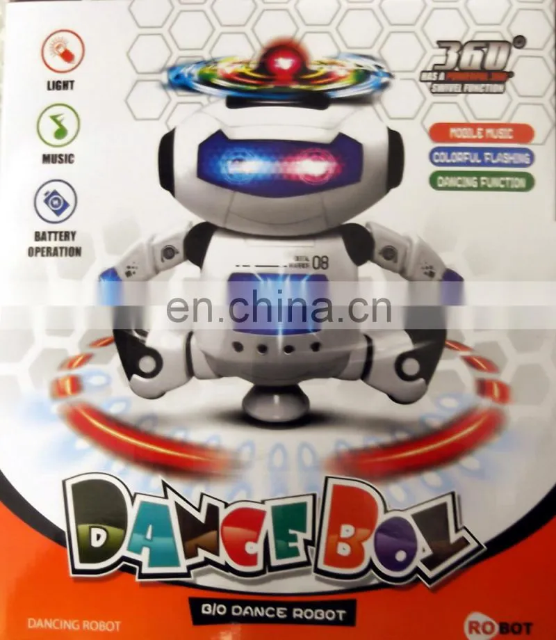 Battery operated dancing and singing remote control robot toy with LED light