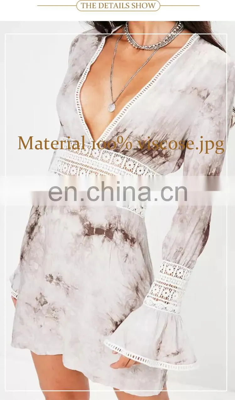 new design summer women white flared sleeve sexy mini swing dress