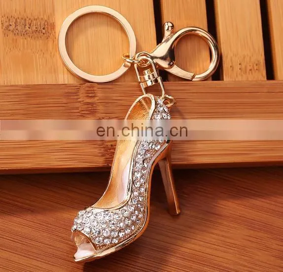 Popular Elegant Women Rhinestone High Heel Key Chain for Decoration