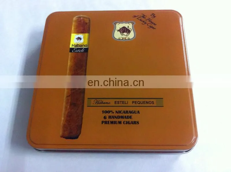 High Quality Cigar & Cigarette Hinged Lid Tobacco Tin Box