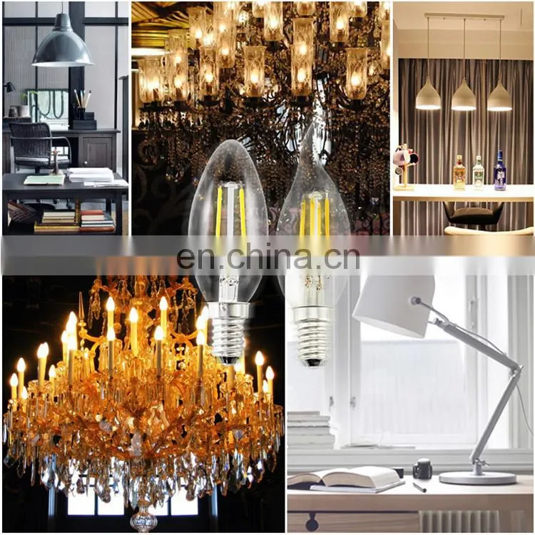 UL 120V input bright white 4500k dimmable transparent 6 watt led candelabra e12