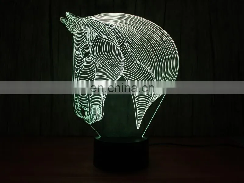 3D Illusion horse lamp acrylic led night light table desk lamp for bedroom