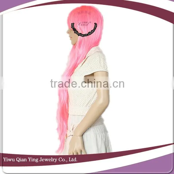 ponytail long curly pink beauty cosplay wig