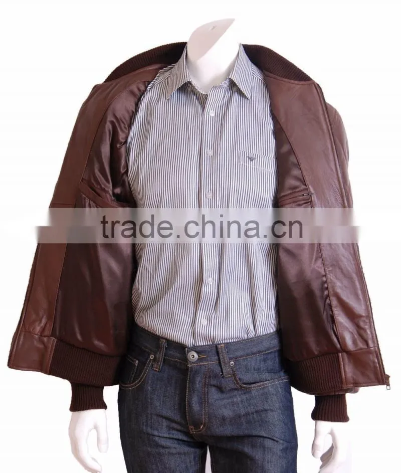 Quilted bomber man leather jacket