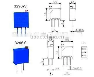 3296 Trimmer Potentiometer,Multiturn,Glass Glaze