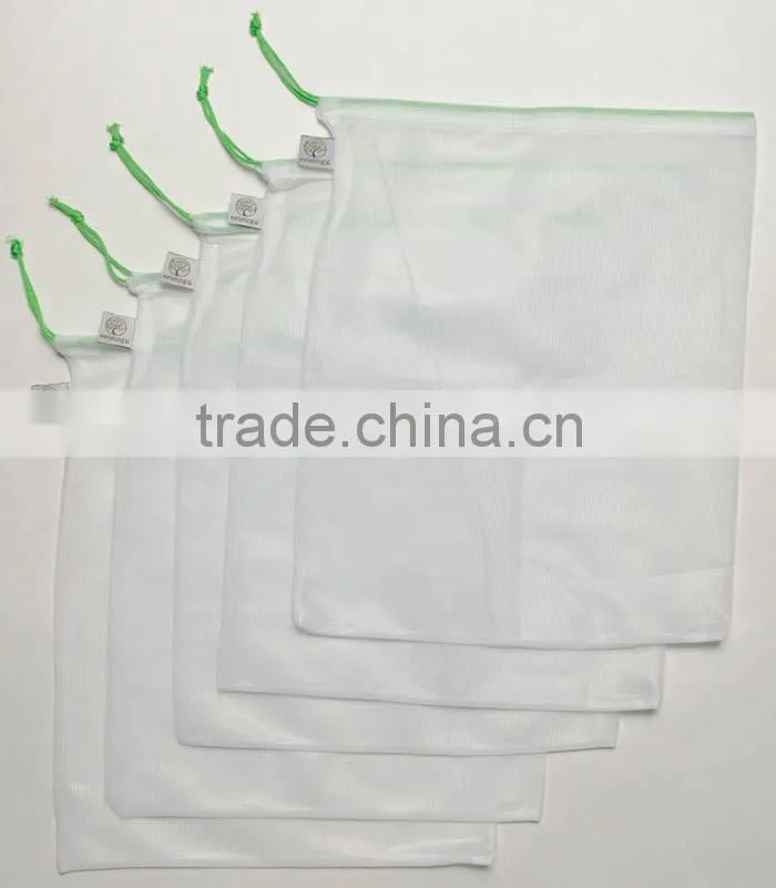 Set of 5 Reusable Produce Drawstring shopping Bags