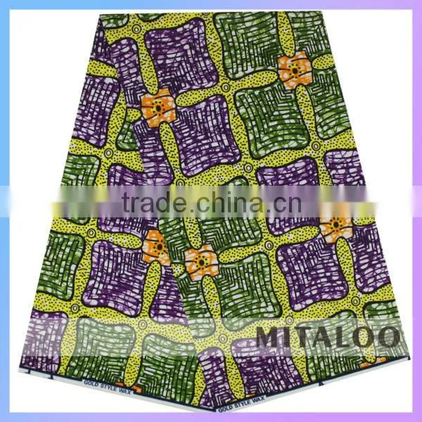 wholesale african fabrics real wax batik fabric for women's dress H1036