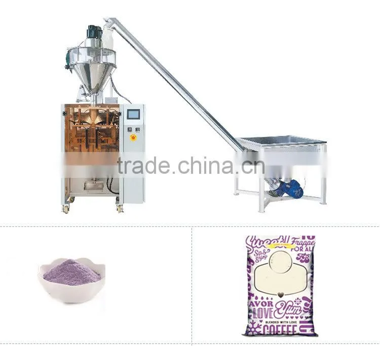 Economical flour packing machine with feeding conveyer