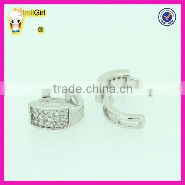 Hot Sale 925 Sterling Silver Stude Earring Clear CZ Stone Pave Silver Earring