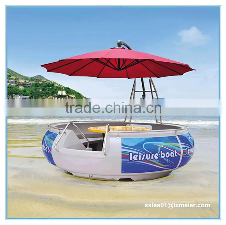 Electric floating lounge boat with bbq