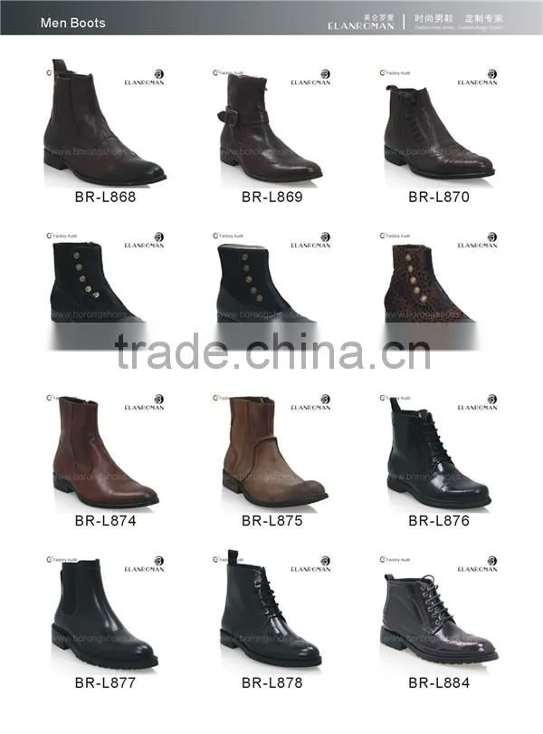 Wholesale fashion men's leather buckle ankle boots shoes