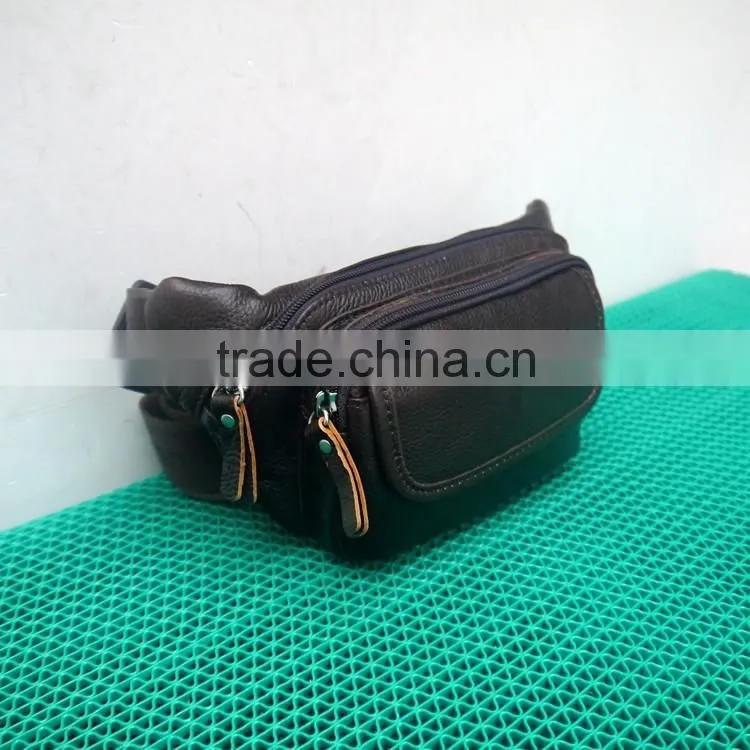 New design fashion man leather waist bag high capacity military waist bag for men