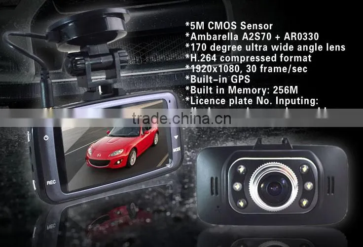 AC new arrival dvr car 2013 Built-in GPS Ambarella A2S60 1080P Real FHD car dvr H.264 car dvr 2013