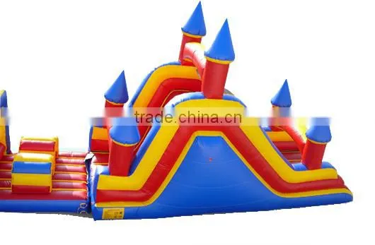 81ft long kids bouncy slide obstacle, inflatable turbo rush obstacle course
