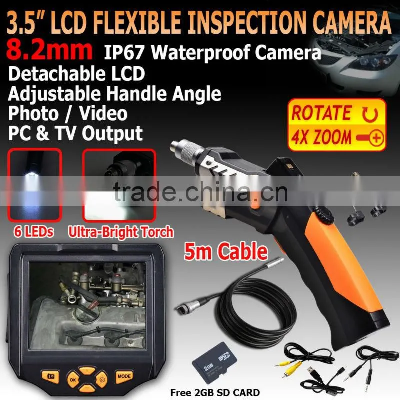 6 LED 3.5" LCD Monitor 1m/3m/5m Tube 8.2mm Inspection Camera Endoscope Borescope Scope
