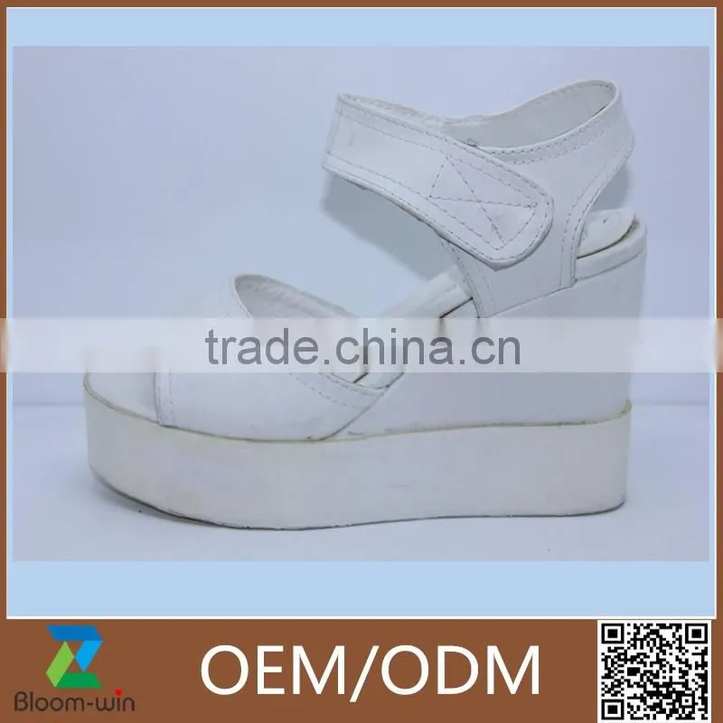 New design beautiful PU leather wedge heel sandals shoes for women