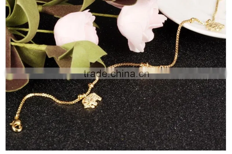 2016 latest style stainless steel elephant hair gold anklet