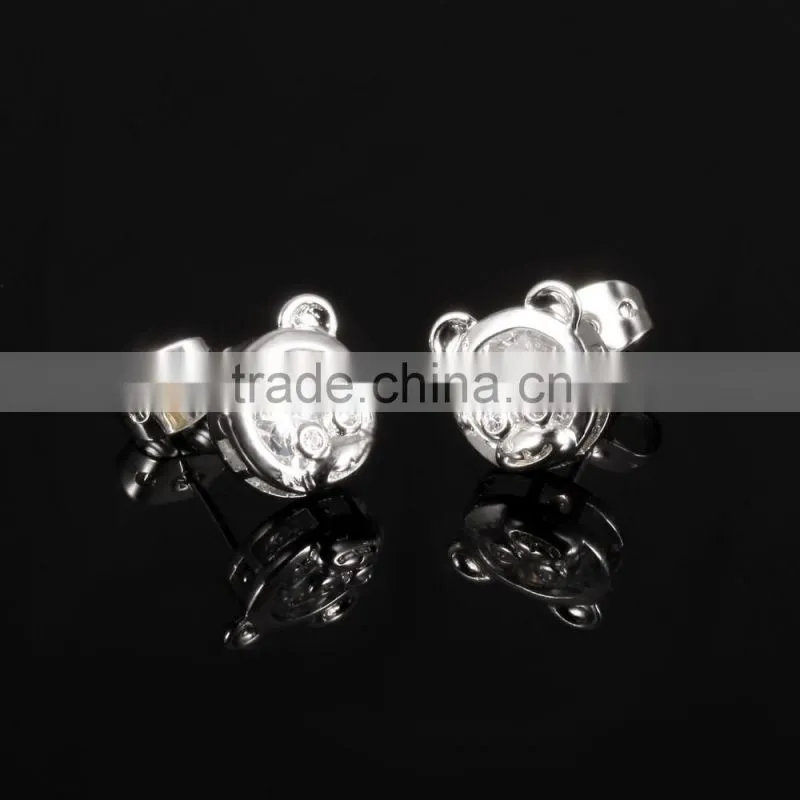2015 best selling wholesale fashion jewelry austrian crystal bear earring for women