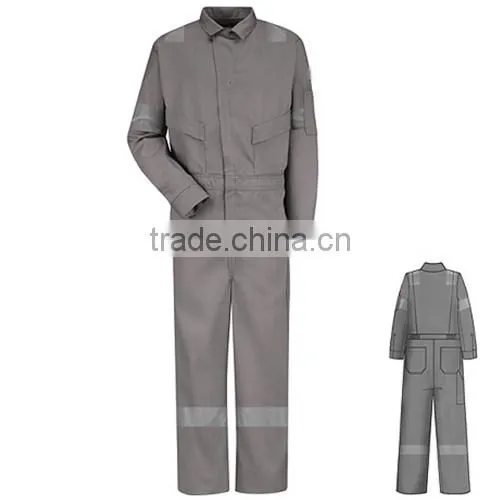 Safety orange coverall with reflective tape