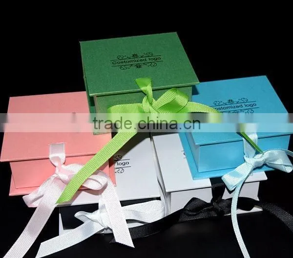Handmade small gift paper box with bowknot or ribbon