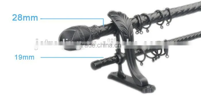 New design powder coating hollow metal iron double curtain rod