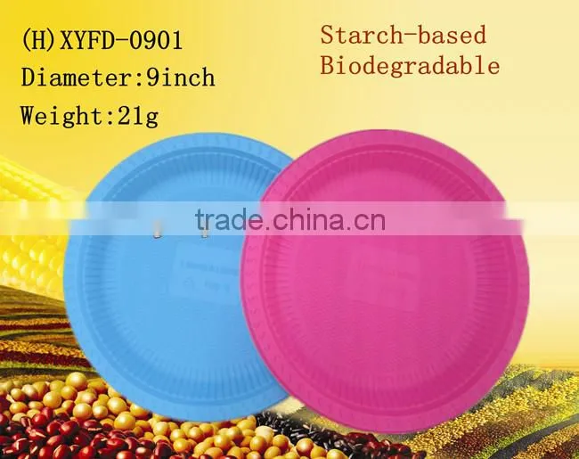 eco-friendly starch-based disposable plastic plate:XYFD-0901