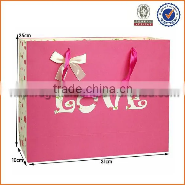 Pink rose flower design gift paper bag