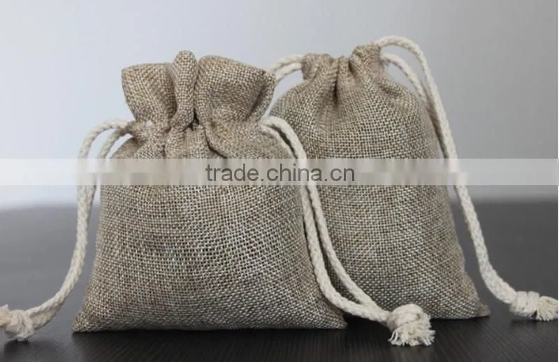 Functional cotton linen drawstring bag with low price