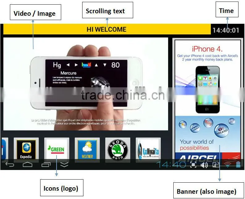 7" Taxi Advertising Player with 3G GPS