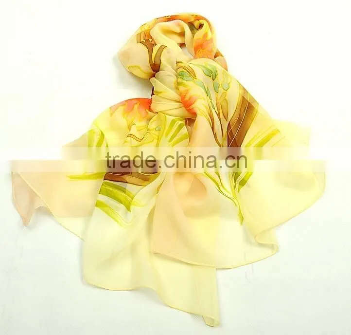 Customize digital printed chiffion scarf 100% silk scarves NO MOQ