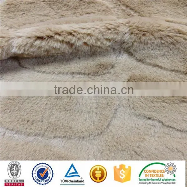 embossed brushded imatation rabbit fur fabric for carpet
