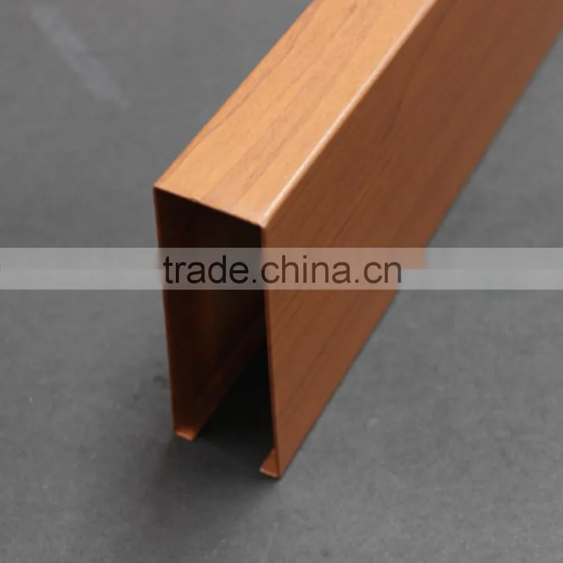 Heat Transfer Wood Grain Aluminum Sheet Suspended Metal Linear Ceiling U aluminum Screen Ceiling Panel