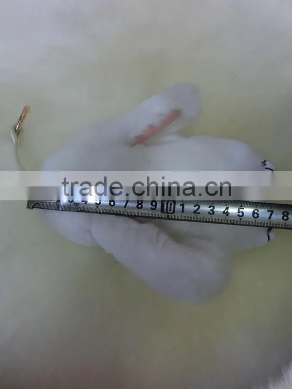 Mini Cute Rabbit Fur Keychain For Gift / Genuine Rex Rabbit Fur Bag Accessories